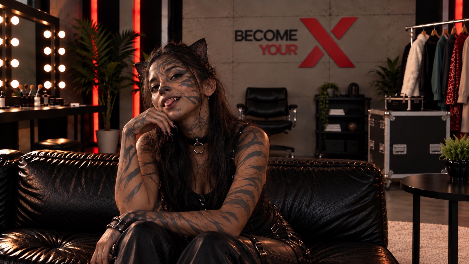 The same woman after her Cat Human transformation in the BECOME X studio