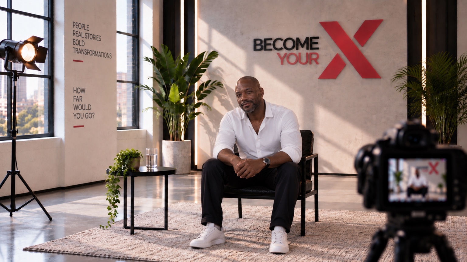 A man before his Drag Queen transformation in the BECOME X studio