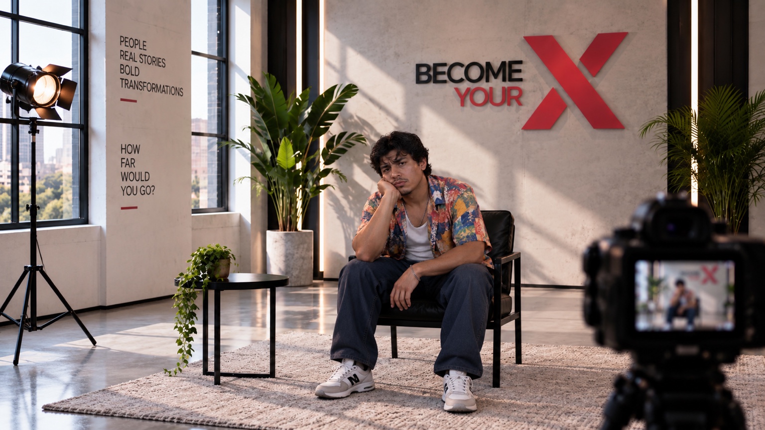 A man before his Reptile Man transformation in the BECOME X studio